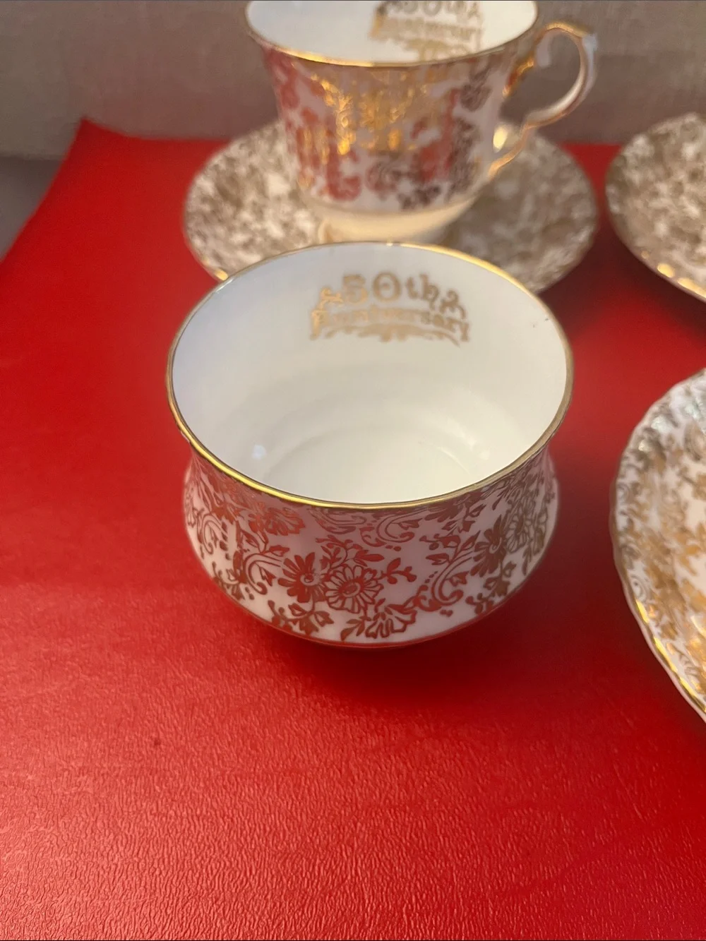 Royal Windsor Bone China  Creamer, sugar bowl Tea Cup & Saucer -50th Anniversary